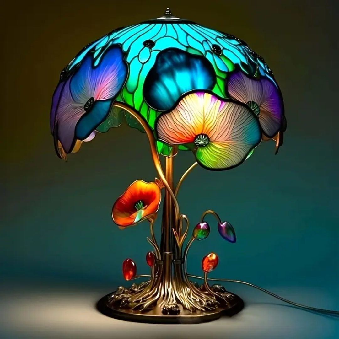 Bohemian Style Lamp with Mushroom and Flower Motif